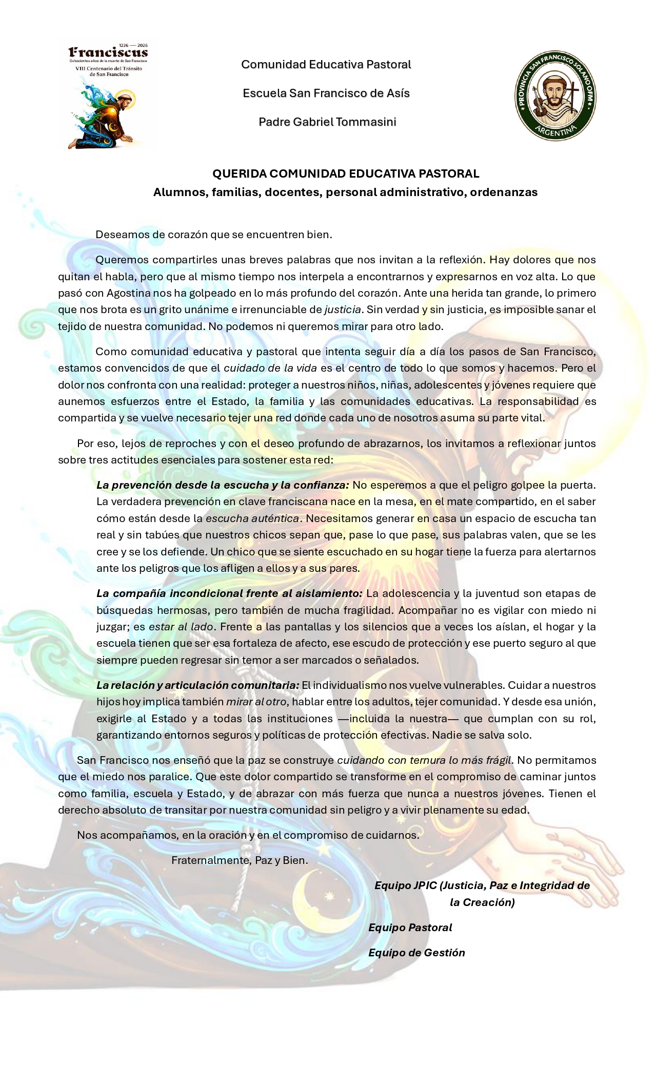 PRONUNCIAMIENTO AGOSTINA